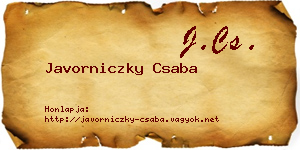 Javorniczky Csaba névjegykártya